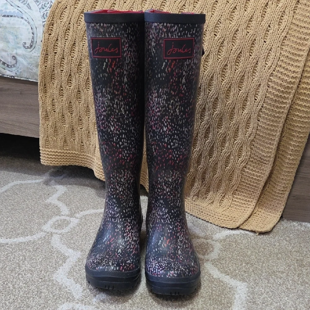 Joules 'Welly Print' Adjustable Tall Rain Boots - Size 8